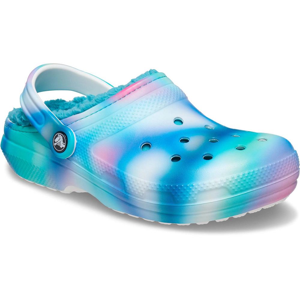 Turquoise / Multi Men's Crocs Classic Lined Solarized Clogs | NZ 0809EBCX